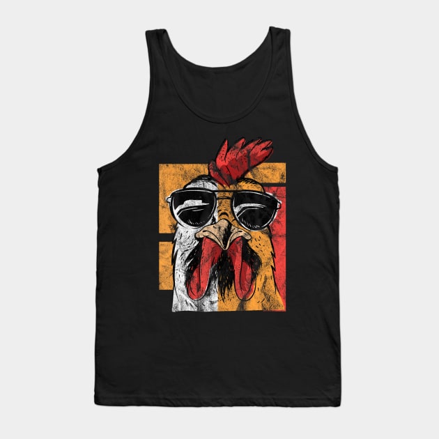 Cool Rooster Wearing Sunglasses Retro Vintage Chicken Tank Top by deptrai0023